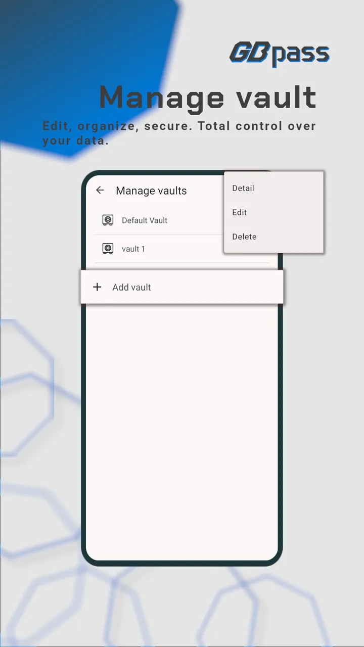 Managing vaults in GBpass